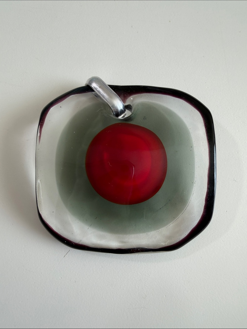Vintage Red Murano Glass Center Pendant Dish